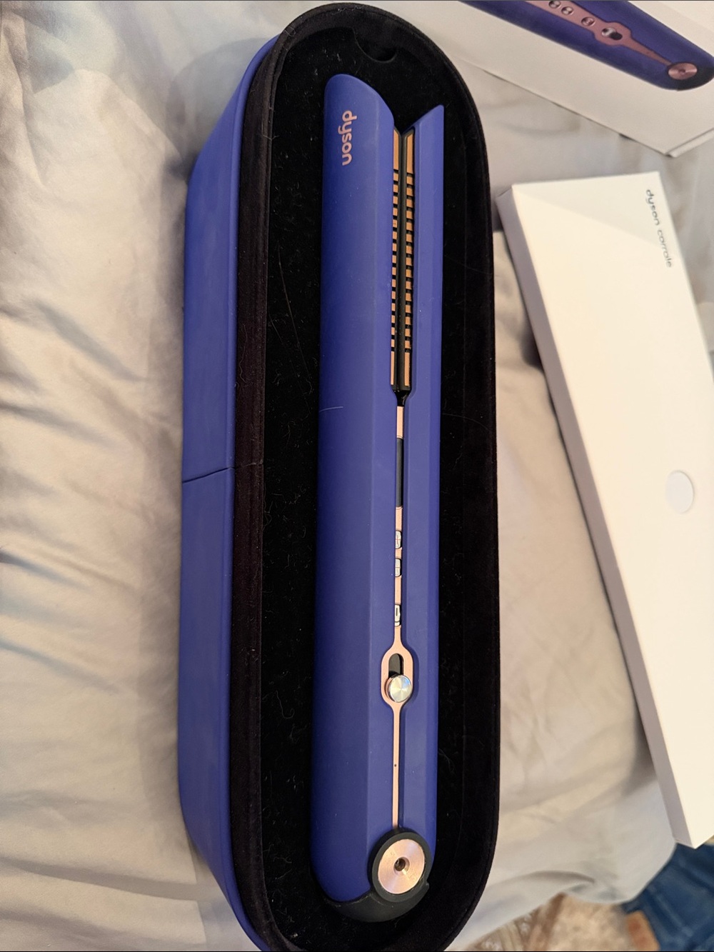 Dyson Corrale Hair Straightener in Vinca Blue with Rose Gold Trim